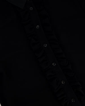 Saint Laurent Black Silk Long Sleeve Shirt with Ruffle Details Size FR 36 (UK 8)
