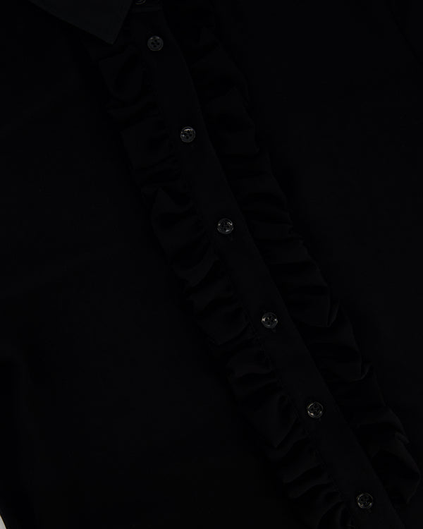 Saint Laurent Black Silk Long Sleeve Shirt with Ruffle Details Size FR 36 (UK 8)