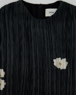 Erdem S25 Black and White Floral Pleated Midi Dress Size UK 4 (FR 32) RRP £1215