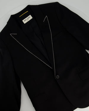 Saint Laurent Black Blazer with Crystal Lapel Trim Detail Size FR 36 (UK 8)