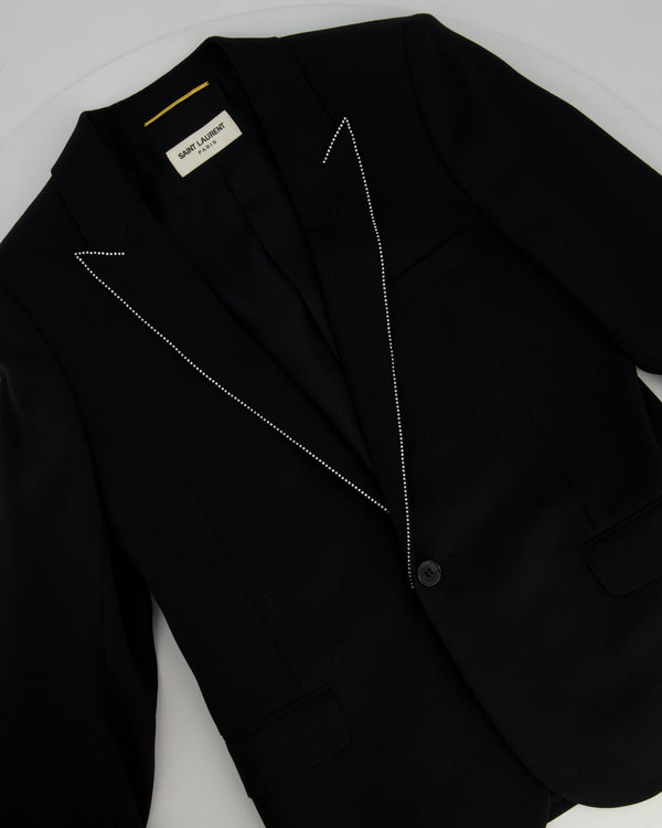 Saint Laurent Black Blazer with Crystal Lapel Trim Detail Size FR 36 (UK 8)
