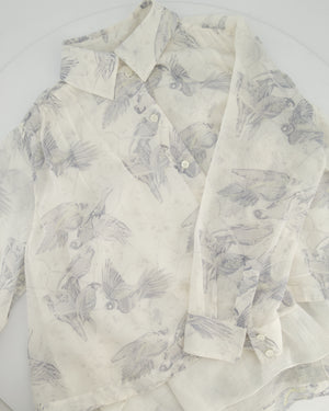 Loewe x Paula's Ibiza White and Blue Parrot Print & Shirt with Back Slit Detail Size FR 32 (UK 4)