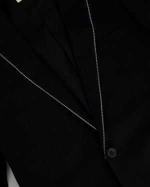 Saint Laurent Black Blazer with Crystal Lapel Trim Detail Size FR 36 (UK 8)