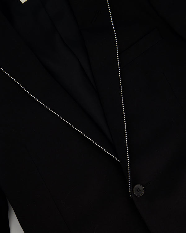 Saint Laurent Black Blazer with Crystal Lapel Trim Detail Size FR 36 (UK 8)