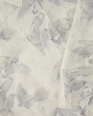 Loewe x Paula's Ibiza White and Blue Parrot Print & Shirt with Back Slit Detail Size FR 32 (UK 4)