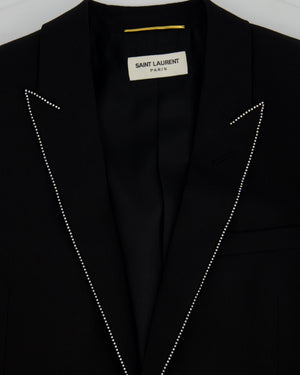 Saint Laurent Black Blazer with Crystal Lapel Trim Detail Size FR 36 (UK 8)