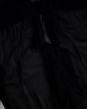 Gucci Black Transparent Silk Chiffon Blouse with Bow Detail  IT 38 (UK 6)