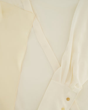 Loewe Cream Lavalliere Silk Blouse with Neck Tie Details Size FR 36 (UK 8)