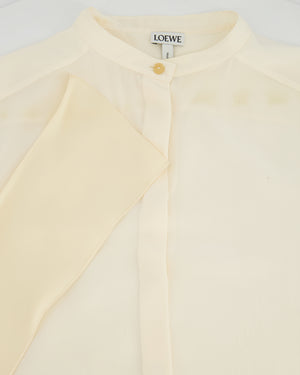 Loewe Cream Lavalliere Silk Blouse with Neck Tie Details Size FR 36 (UK 8)
