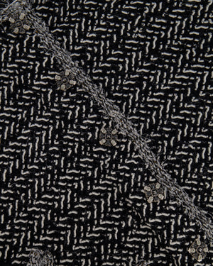 Chanel Black and White Tweed Cape with Crystal Embellished CC Buttons Size FR 36 (UK 8)