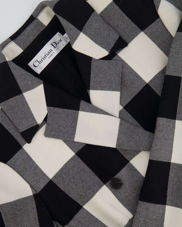 Christian Dior Black and White Checkered Double-Breasted Wool Jacket Size FR 42 (UK 14)