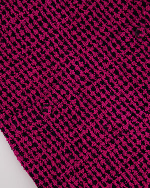 Chanel Fall 2016 Pink and Black Tweed Sleeveless Midi Dress with CC Logo Tweed Buttons Size FR 38 (UK 10)