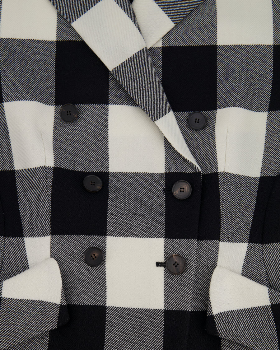 Christian Dior Black and White Checkered Double-Breasted Wool Jacket Size FR 42 (UK 14)