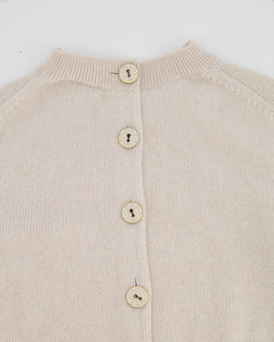 Chanel Beige Cashmere Cardigan with Gold and White Keyhole CC Buttons Size FR 36 (UK 8)