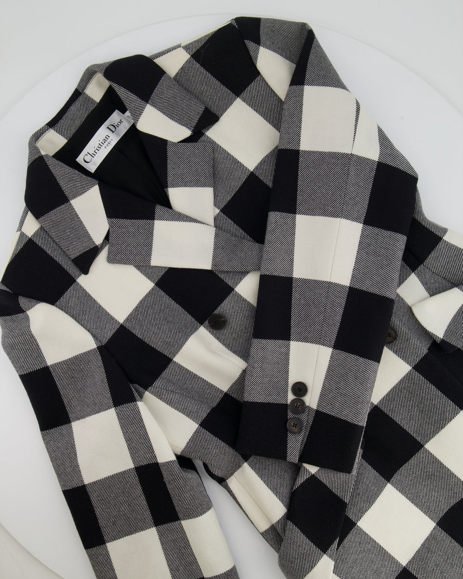 Christian Dior Black and White Checkered Double-Breasted Wool Jacket Size FR 42 (UK 14)