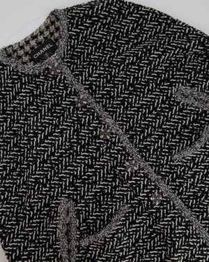 Chanel Black and White Tweed Cape with Crystal Embellished CC Buttons Size FR 36 (UK 8)