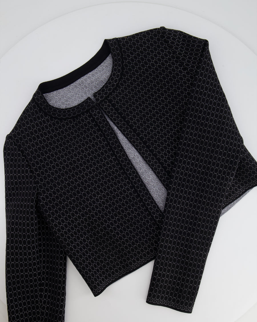 Alaia Black and Silver Embellished Cropped Cardigan Size FR 38 (UK 10)