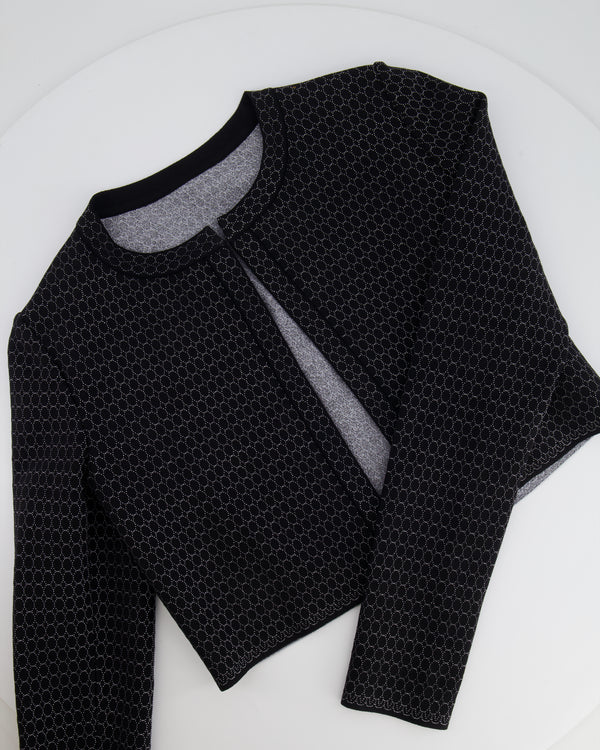 Alaia Black and Silver Embellished Cropped Cardigan Size FR 38 (UK 10)