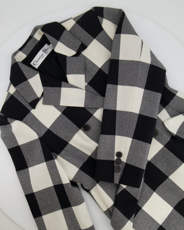 Christian Dior Black and White Checkered Double-Breasted Wool Jacket Size FR 42 (UK 14)