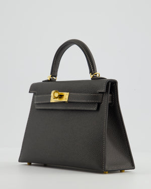 *HOT COLOUR* Hermès Mini Kelly II 20 Bag in Graphite Epsom Leather with Gold Hardware