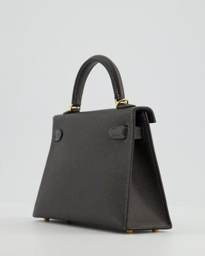 *HOT COLOUR* Hermès Mini Kelly II 20 Bag in Graphite Epsom Leather with Gold Hardware