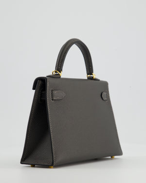 *HOT COLOUR* Hermès Mini Kelly II 20 Bag in Graphite Epsom Leather with Gold Hardware