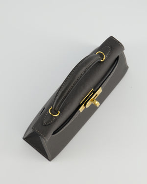*HOT COLOUR* Hermès Mini Kelly II 20 Bag in Graphite Epsom Leather with Gold Hardware