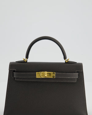 *HOT COLOUR* Hermès Mini Kelly II 20 Bag in Graphite Epsom Leather with Gold Hardware