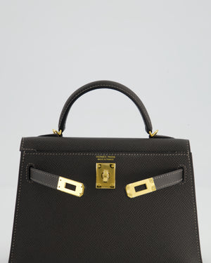 *HOT COLOUR* Hermès Mini Kelly II 20 Bag in Graphite Epsom Leather with Gold Hardware
