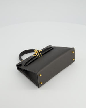 *HOT COLOUR* Hermès Mini Kelly II 20 Bag in Graphite Epsom Leather with Gold Hardware