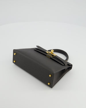 *HOT COLOUR* Hermès Mini Kelly II 20 Bag in Graphite Epsom Leather with Gold Hardware
