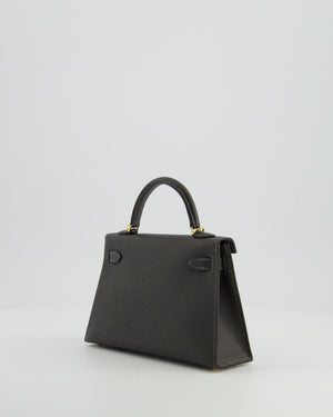 *HOT COLOUR* Hermès Mini Kelly II 20 Bag in Graphite Epsom Leather with Gold Hardware