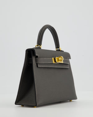*HOT COLOUR* Hermès Mini Kelly II 20 Bag in Graphite Epsom Leather with Gold Hardware