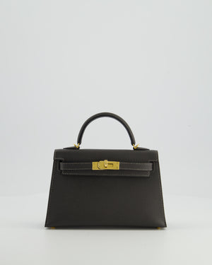 *HOT COLOUR* Hermès Mini Kelly II 20 Bag in Graphite Epsom Leather with Gold Hardware