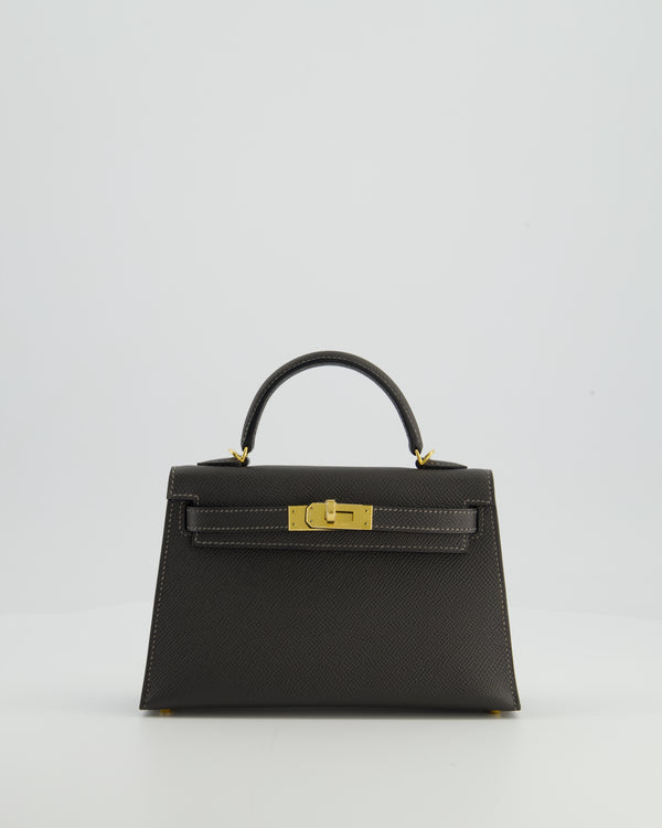 *HOT COLOUR* Hermès Mini Kelly II 20 Bag in Graphite Epsom Leather with Gold Hardware