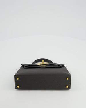 *HOT COLOUR* Hermès Mini Kelly II 20 Bag in Graphite Epsom Leather with Gold Hardware