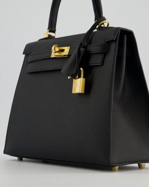 Hermès Kelly 25 Sellier Bag in Noir Epsom Leather with Gold Hardware