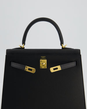 Hermès Kelly 25 Sellier Bag in Noir Epsom Leather with Gold Hardware