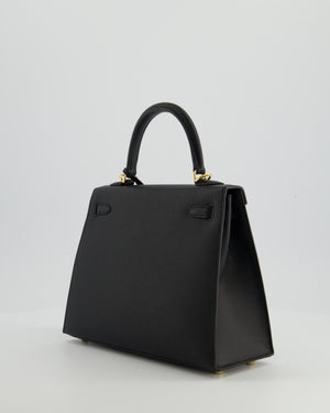 Hermès Kelly 25 Sellier Bag in Noir Epsom Leather with Gold Hardware