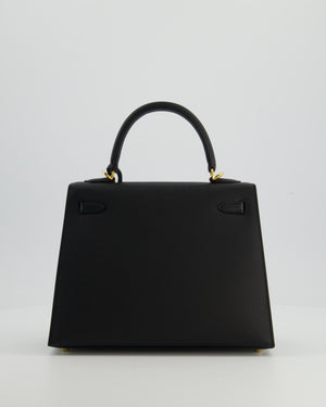 Hermès Kelly 25 Sellier Bag in Noir Epsom Leather with Gold Hardware