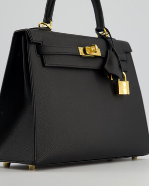 Hermès Kelly 25 Sellier Bag in Noir Epsom Leather with Gold Hardware