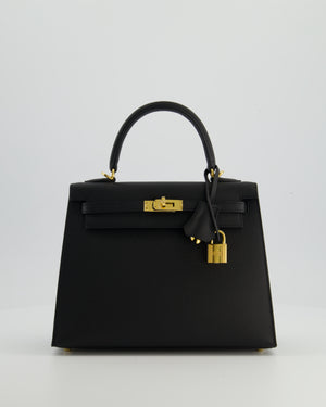 Hermès Kelly 25 Sellier Bag in Noir Epsom Leather with Gold Hardware