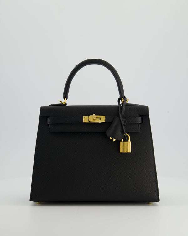 Hermès Kelly 25 Sellier Bag in Noir Epsom Leather with Gold Hardware