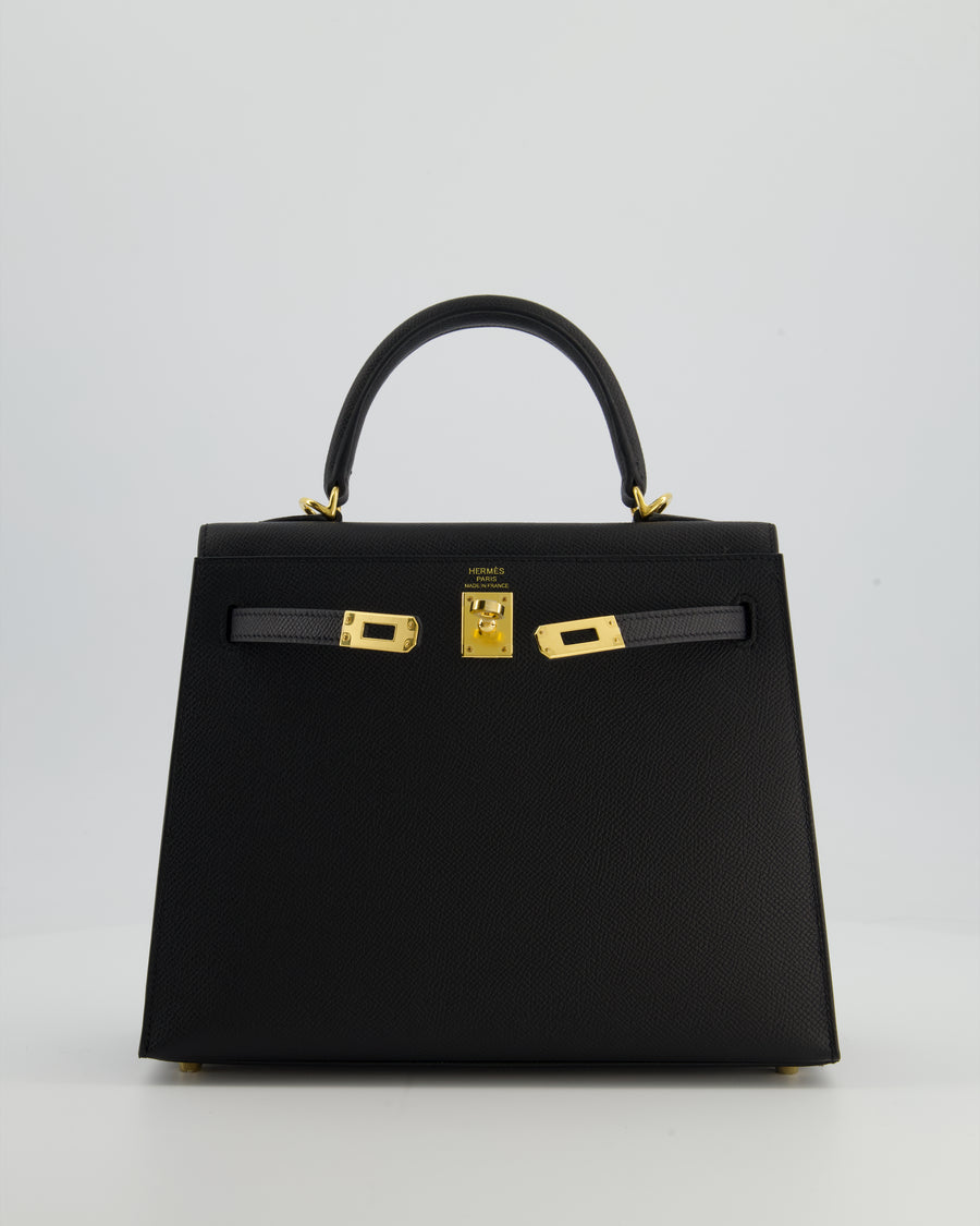 Hermès Kelly 25 Sellier Bag in Noir Epsom Leather with Gold Hardware