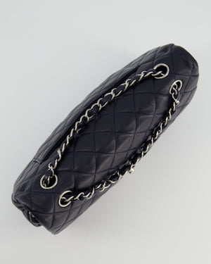 Chanel Midnight Navy Medium Double Flap Bag in Lambskin Leather with Silver Hardware