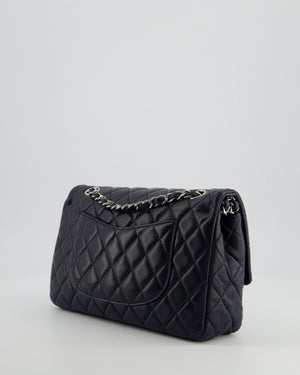 Chanel Midnight Navy Medium Double Flap Bag in Lambskin Leather with Silver Hardware