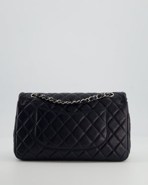 Chanel Midnight Navy Medium Double Flap Bag in Lambskin Leather with Silver Hardware