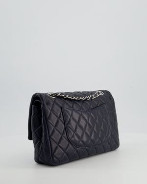 Chanel Midnight Navy Medium Double Flap Bag in Lambskin Leather with Silver Hardware