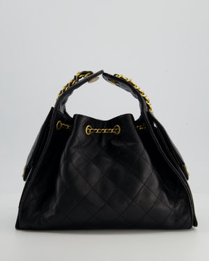 *SUPER RARE* Chanel Black 25 Small Handbag in Grained Calfskin Leather with Antique Gold Hardware