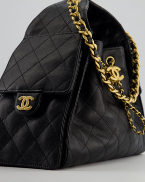 *SUPER RARE* Chanel Black 25 Small Handbag in Grained Calfskin Leather with Antique Gold Hardware